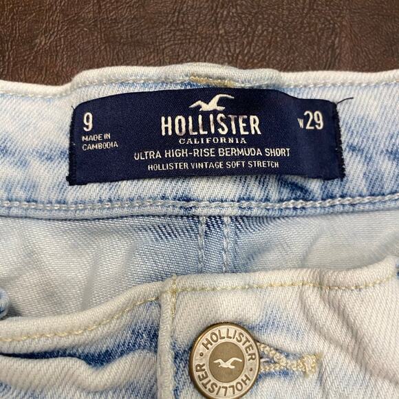 Hollister Thrashed Grunge Ultra High Rise Bermuda Shorts Size‎ 9 - Picture 3 of 6